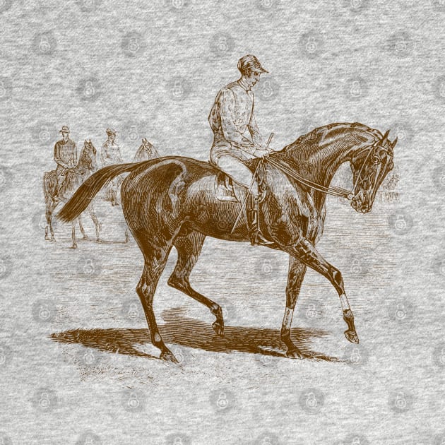 A Racing Horse with a Rider Vintage Illustration by Biophilia